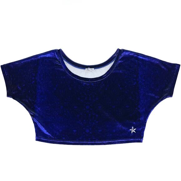 Rebel Athletics Youth Purple Printed Stretch Velvet Cheer Crop Top Size YL - Picture 3 of 10